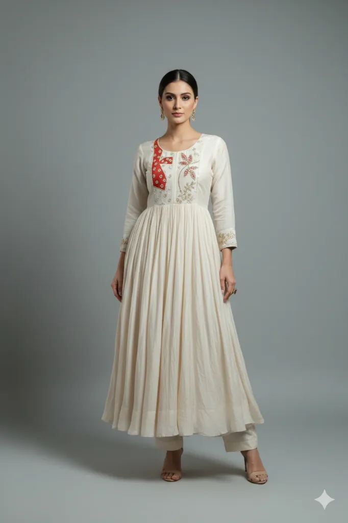 Aira White Chanderi Suit Set