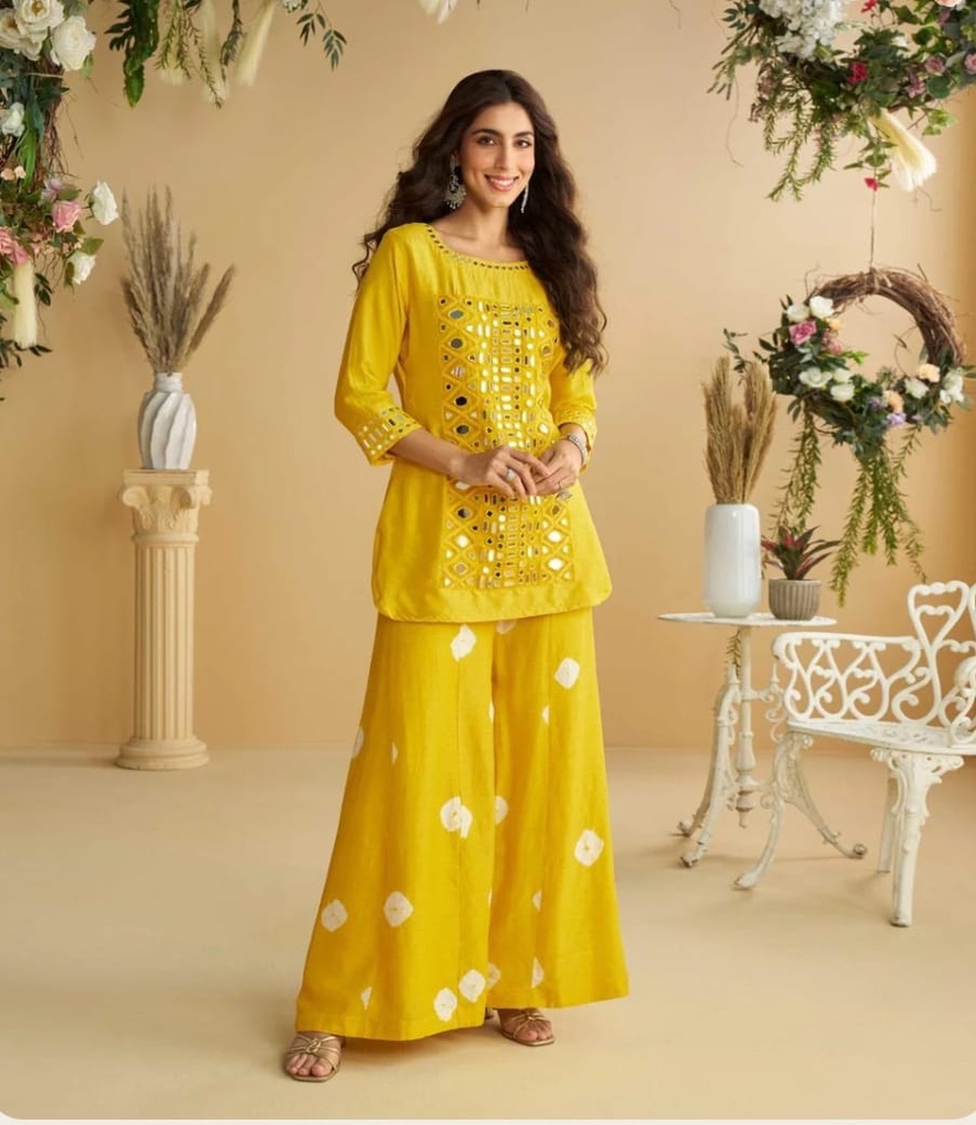 Silk Embroidered Mirror Work Designer Salwar Kameez