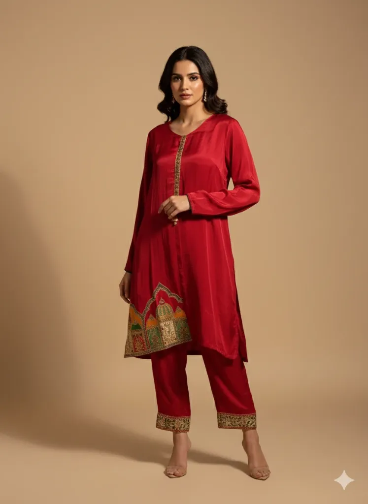 Riva Red Satin Crepe Coord Set