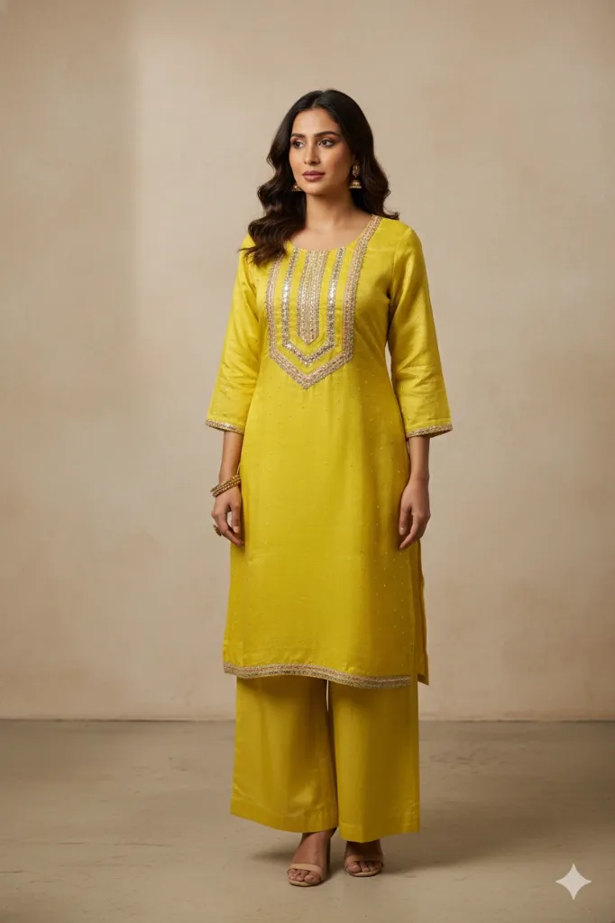 Aira Lime Yellow Silk Coord Set