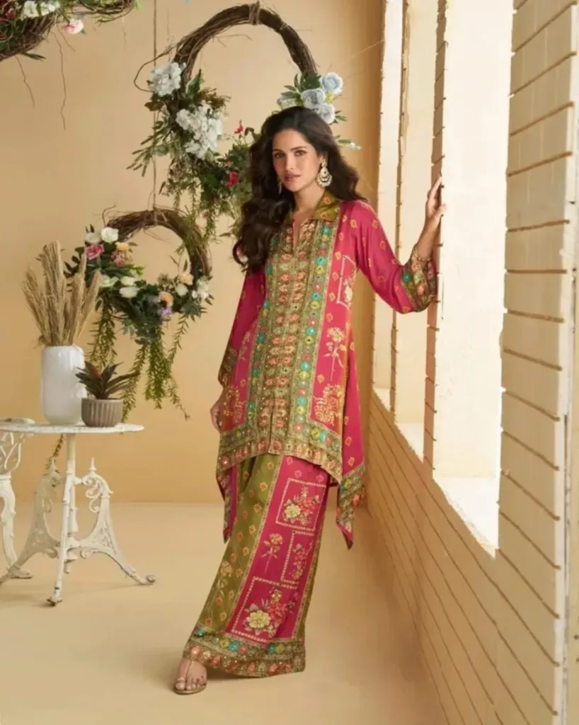 Premium Crep Silk Mirror Work Coord Sets