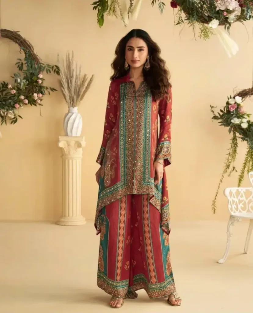 Premium Crep Silk Mirror Work Coord Sets