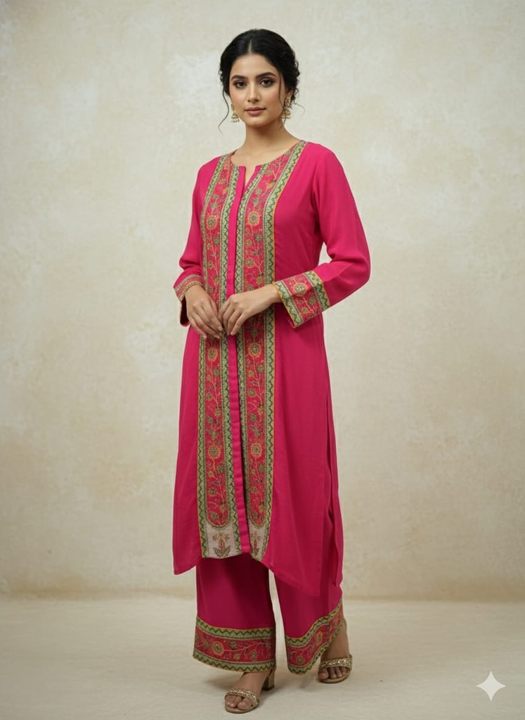 Meher Pink Pure Silk Coord Set
