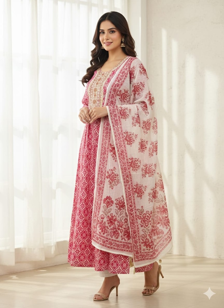 Classic Comfort Printed Cotton Suit Set