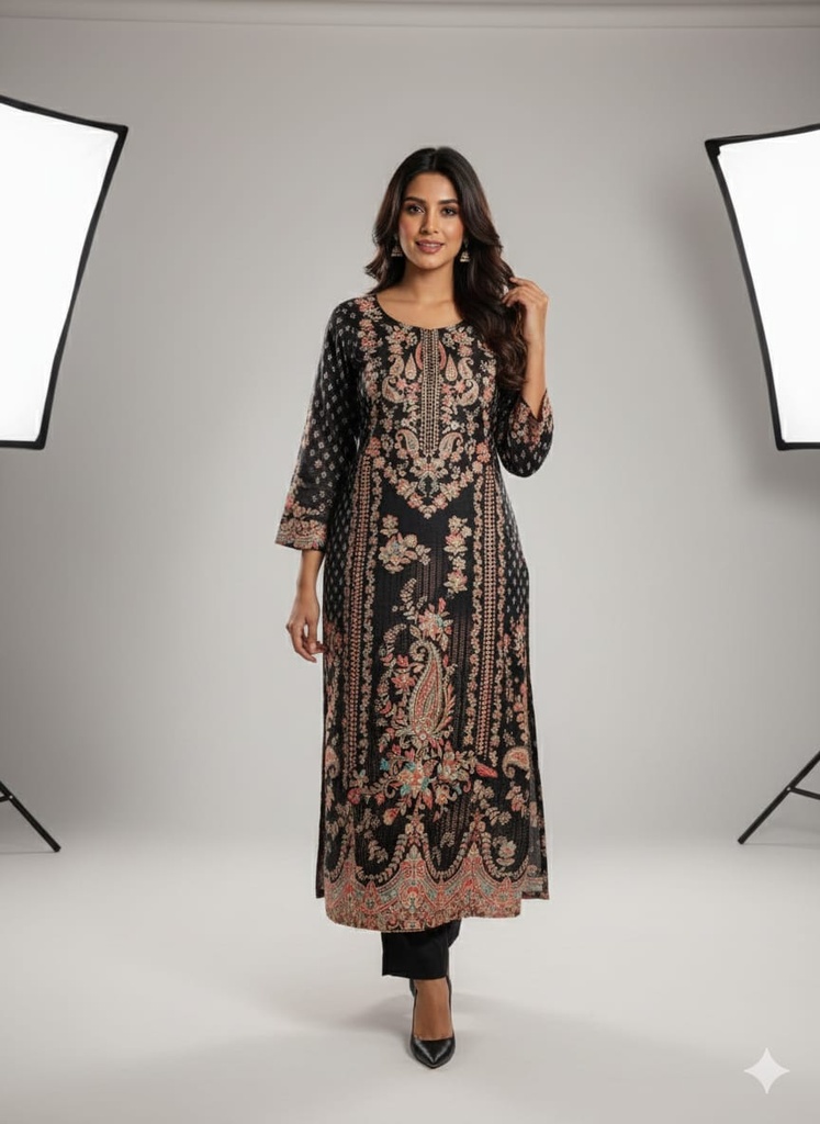 Elegant Muslin Party Print Suit Set