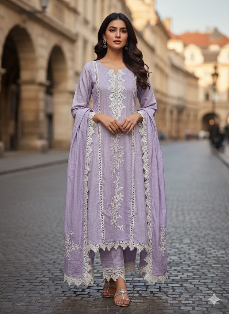 Pakistani Embroidered Cotton Suit