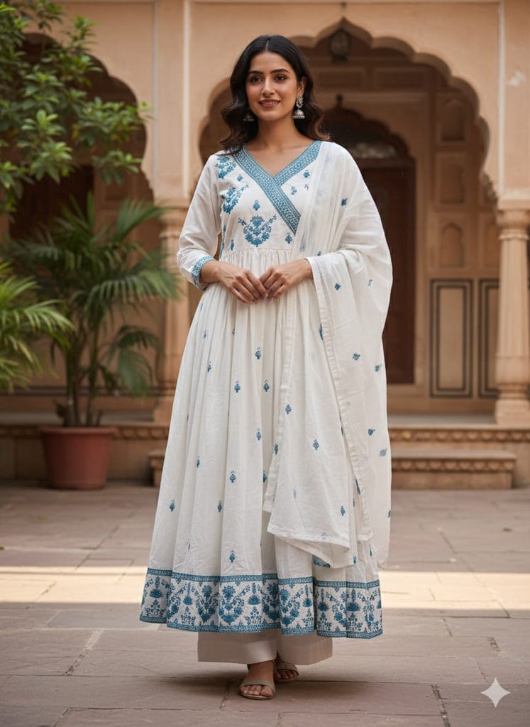 Jaipuri Angrakha Anarkali Suit set