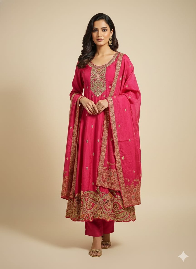Noor Red Silk Suit Set